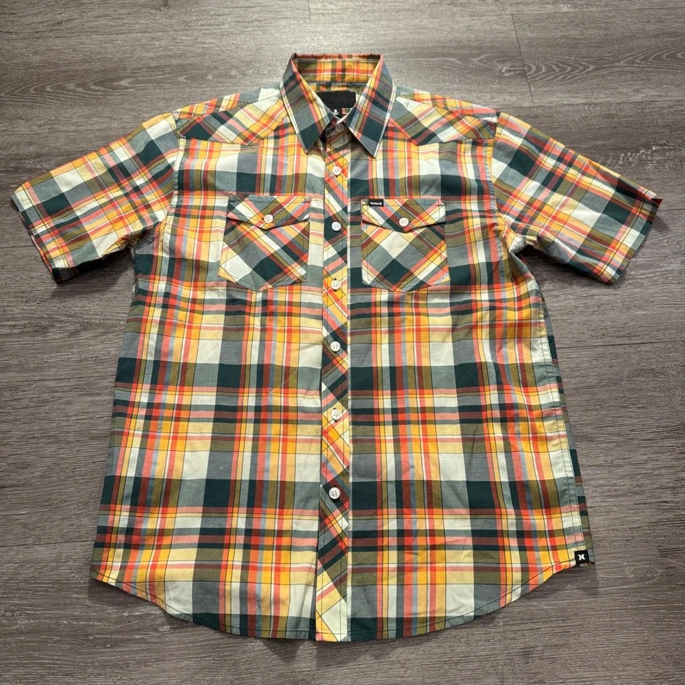 Hurley Shirt Mens S Multicolor Plaid Cotton Western Surf Casual Beach Outdoor